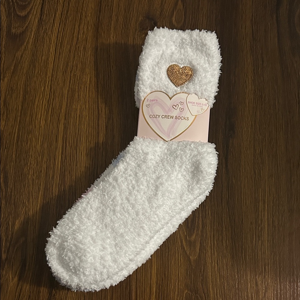 Fuzzy Socks with Heart Detail